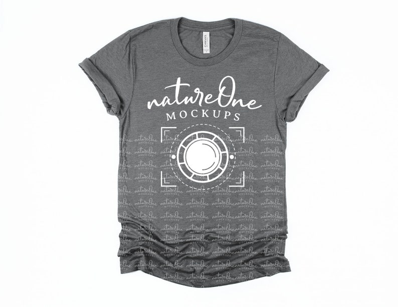 Download Bella Canvas Mockup 3001 Deep Heather Unisex T-Shirt Mock ...