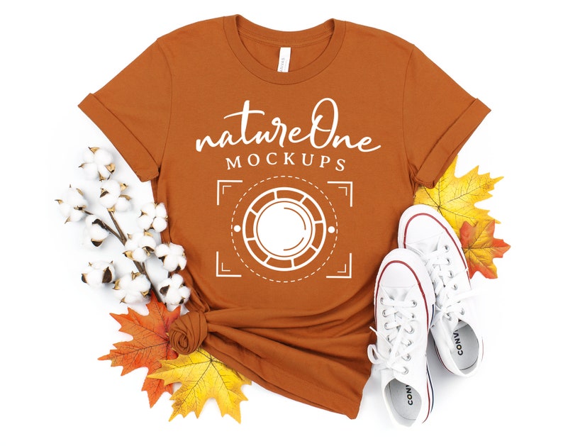 Download Bella Canvas 3001 Autumn Fall Mockup Unisex T-Shirt Autumn ...