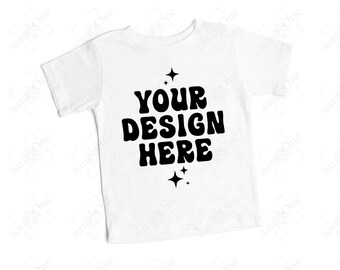 Bella Canvas 3001T White T-Shirt Mockup Toddler Kids Shirt Mock Up Flatlay Just Shirt Girls Boys Tee Shirt Flat Lay Real Photo Basic Simple
