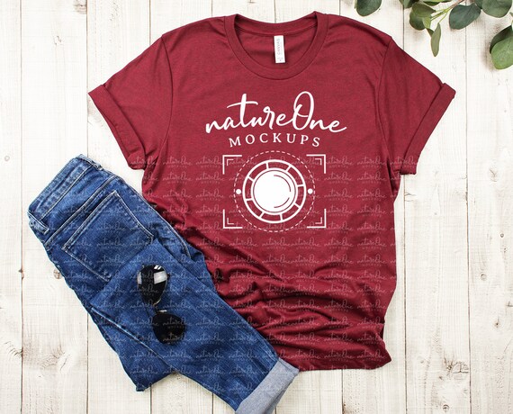 Bella Canvas 3001 Heather Cardinal Mockup Unisex T Shirt Etsy