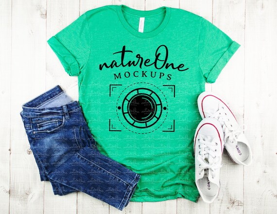 Bella Canvas 3001 Heather Kelly Mockup Lifestyle Shirt Etsy