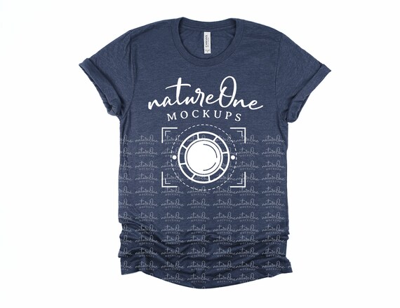Bella Canvas Mockup 3001 Heather Midnight Navy Unisex T Shirt Etsy