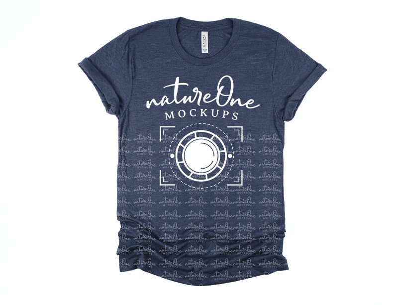Download Bella Canvas Mockup 3001 Heather Midnight Navy Unisex T ...