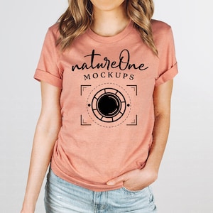 3001 Heather Prism Sunset Bella Canvas Model Mockup, Unisex Heather Prism Sunset T-Shirt Model Mock Up, Studio T-Shirt TShirt Model Mockup