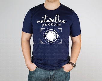 3001 Navy Bella Canvas Male Model Mockup, Navy T-Shirt Mock Up, 3001 Man Mockup, Mens Studio Tee Shirt TShirt Mockup