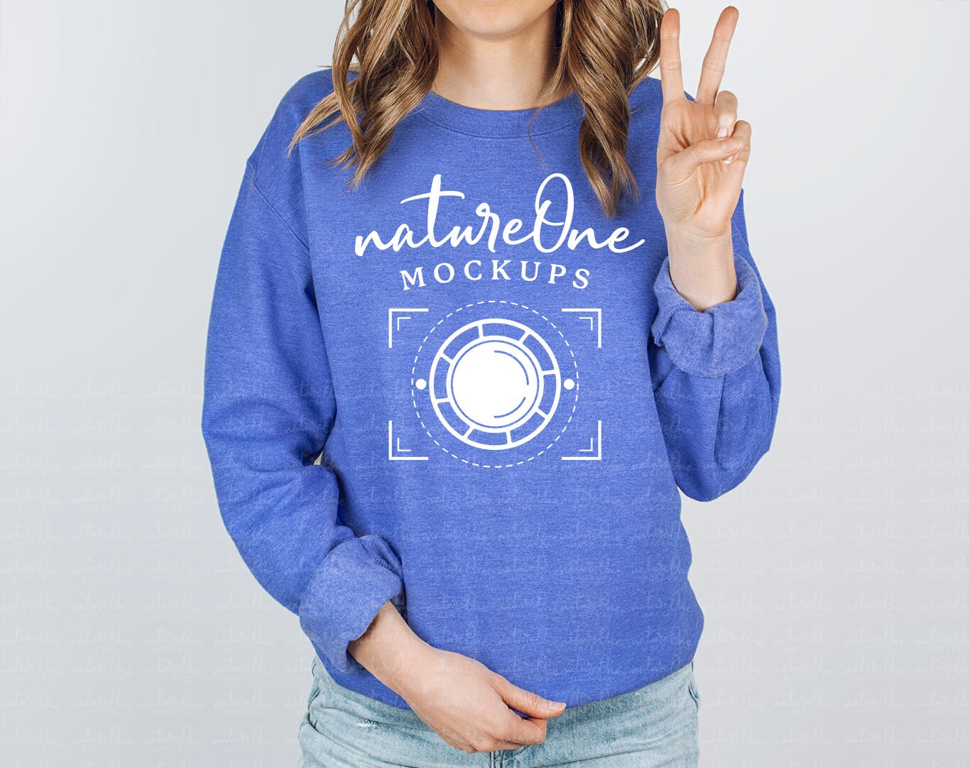 Heather Sport Royal 18000 Gildan Sweatshirt Mockup Blue G180 Unisex Crewneck Sweatshirt Model Mock Up Winter