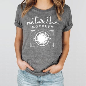 Bella Canvas 3001 Deep Heather Model Mockup, Unisex Deep Heather T-Shirt Model Mock Up, Lifestyle Tee Shirt TShirt Model Mockup