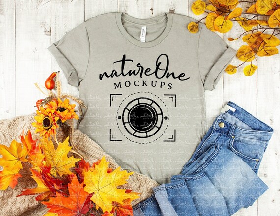 Bella Canvas 3001 Heather Stone Mockup Unisex T Shirt Fall Etsy