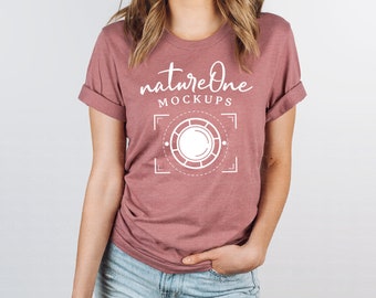 3001 Heather Mauve Model Mockup, Bella Canvas Mockup, Unisex T-Shirt Model Mock Up, Lifestyle Tee Shirt TShirt Model Mockup