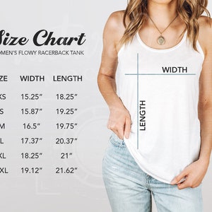 Bella Canvas 8800 Size Chart Mockup, Women&#39;s Flowy Racerback Tank Sizing Chart, Tank Top Size Guide, Bella Canvas Sizing Chart Measurement