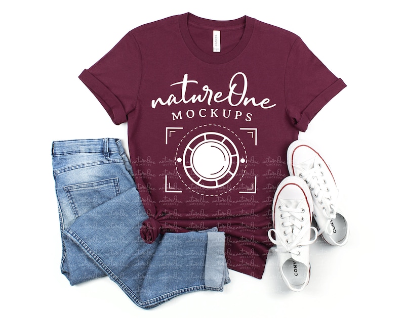 Download Bella Canvas 3001 Maroon Mockup Red Unisex Blank T-Shirt Mock | Etsy