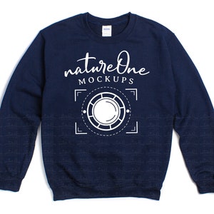 18000 Navy Gildan Sweatshirt Mockup, G180 Unisex Heavy Blend Crewneck Sweatshirt Mock Up, Flat Lay Gildan Sweater Mockup