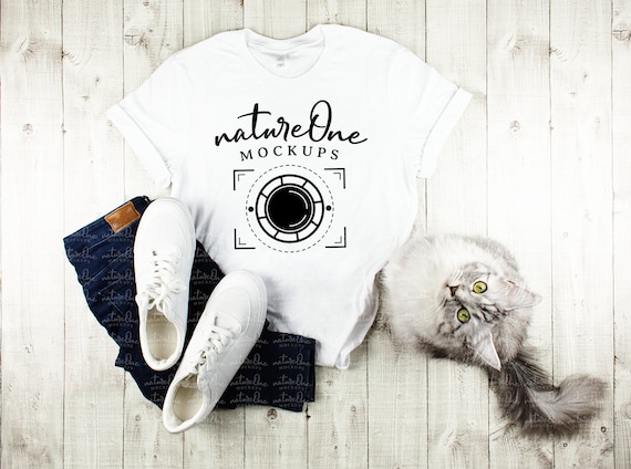 Download Bella Canvas 3001 White Mockup Unisex T Shirt Cat Kitten Etsy