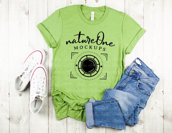 Bella Canvas 3001 Heather Green T Shirt Mockup Unisex Shirt Etsy