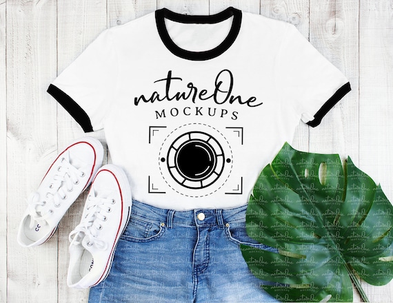 Download Ringer T Shirt Mock Up Unisex Ringer Shirt White Black Etsy