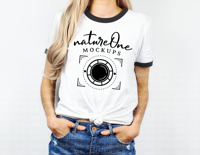 Download Ringer T-Shirt Mock Up Unisex Ringer Shirt Model Mockup | Etsy
