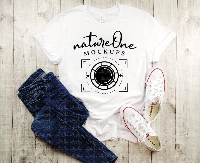 Download Bella Canvas 3001 White Mockup Unisex T-Shirt Styled Mock ...