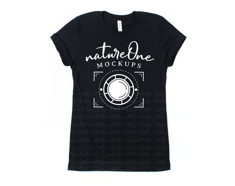 Download Bella Canvas Mockup 3001 Black Unisex T-Shirt Mock Up Flat ...