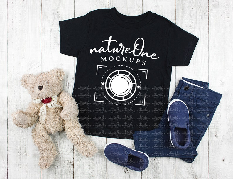Download Bella Canvas 3001T Black Kids T-Shirt Mockup Unisex ...