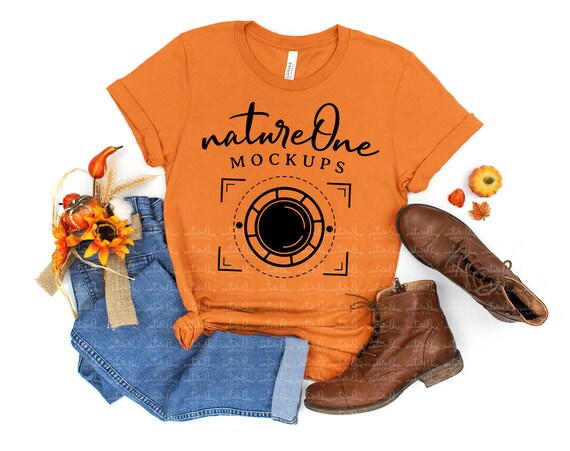 Download 3001 Burnt Orange Bella Canvas Mockup Unisex T Shirt Fall Lifestyle Mock Up Flat Lay Shirt Styled Mockup Wood Background Art Collectibles Photography Commentfer Fr