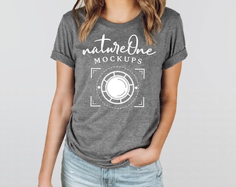 3001 Deep Heather Model Mockup Bella Canvas Mockup, Unisex Deep Heather T-Shirt Model Mock Up, Lifestyle Tee Shirt TShirt Model Mockup