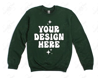 Gildan 18000 Forest Sweatshirt Mockup G180 Crewneck Sweater Mock Up Flat Lay Real Flatlay Mock Simple Minimal Neutral Basic
