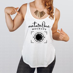 Next Level Women's Festival Tank Top - Soft Scoop Neck, Curved Hem, White, Size Small