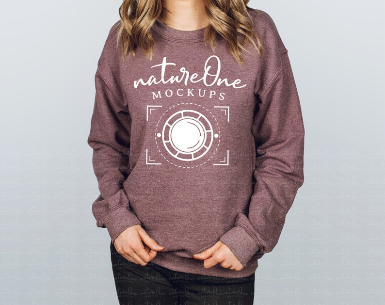 Download G180 Gildan 18000 Heather Sport Dark Maroon Model Mockup G180 | Etsy