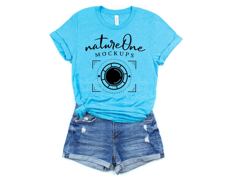 Bella Canvas 3001 Heather Aqua Mockup / Unisex T-shirt Mock up - Etsy