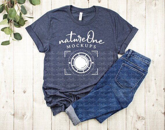 Bella Canvas 3001 Heather Navy Mockup Unisex T Shirt Etsy