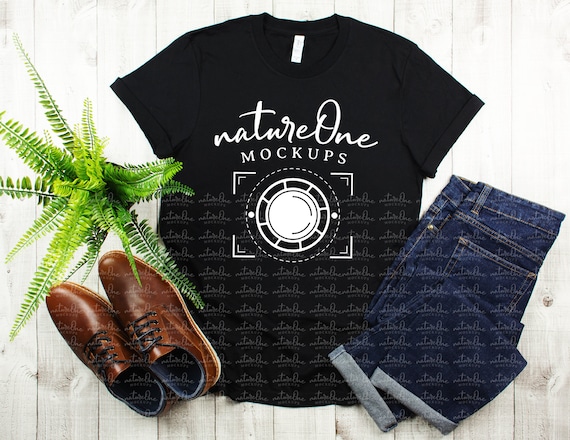 Download Bella Canvas 3001 Black Mockup Man T Shirt Styled Mock Up Etsy PSD Mockup Templates