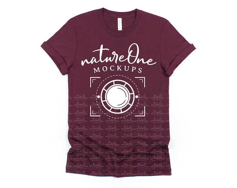 Download Bella Canvas Mockup 3001 Maroon T-Shirt Mock Up Flat Lay ...