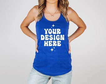 Next Level 1533 Royal Blue Mockup 1533 Royal Tank Top Mockup Damen Racerback Tank Modell Mockup Tank Top Mock Up Schlicht neutral minimalistisch