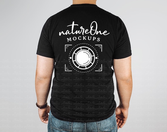 Bella Canvas Back of Shirt Mockup, Black T-Shirt Model Mock Up, 3001 Man  Mockup, Mens Studio Tee Shirt TShirt Model Mockup