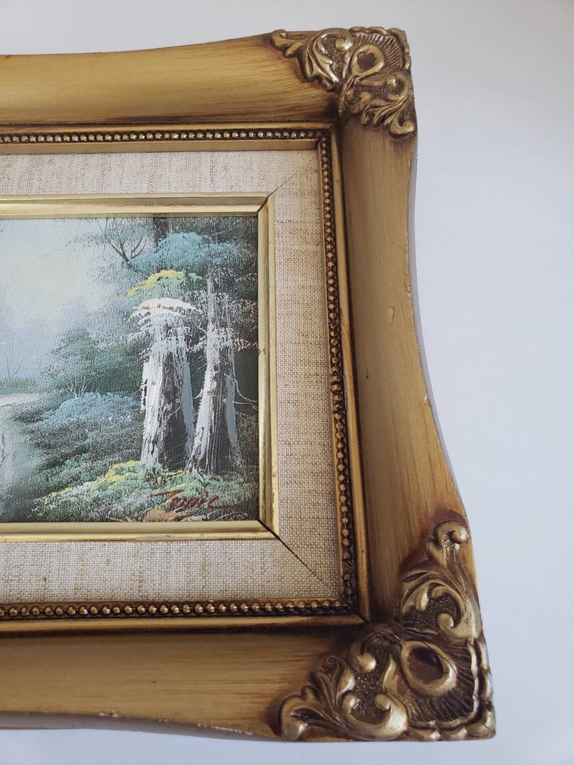 Vintage painting gold wooden frame picture Etsy