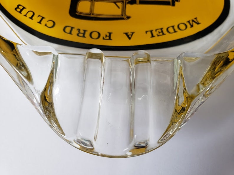 Vintage glass advertising ashtray Model a Ford club of America 1960-1970
