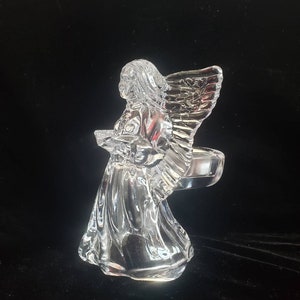 Crystal glass  praying angel girl candle holder figurine height 5-2/8&quot;
