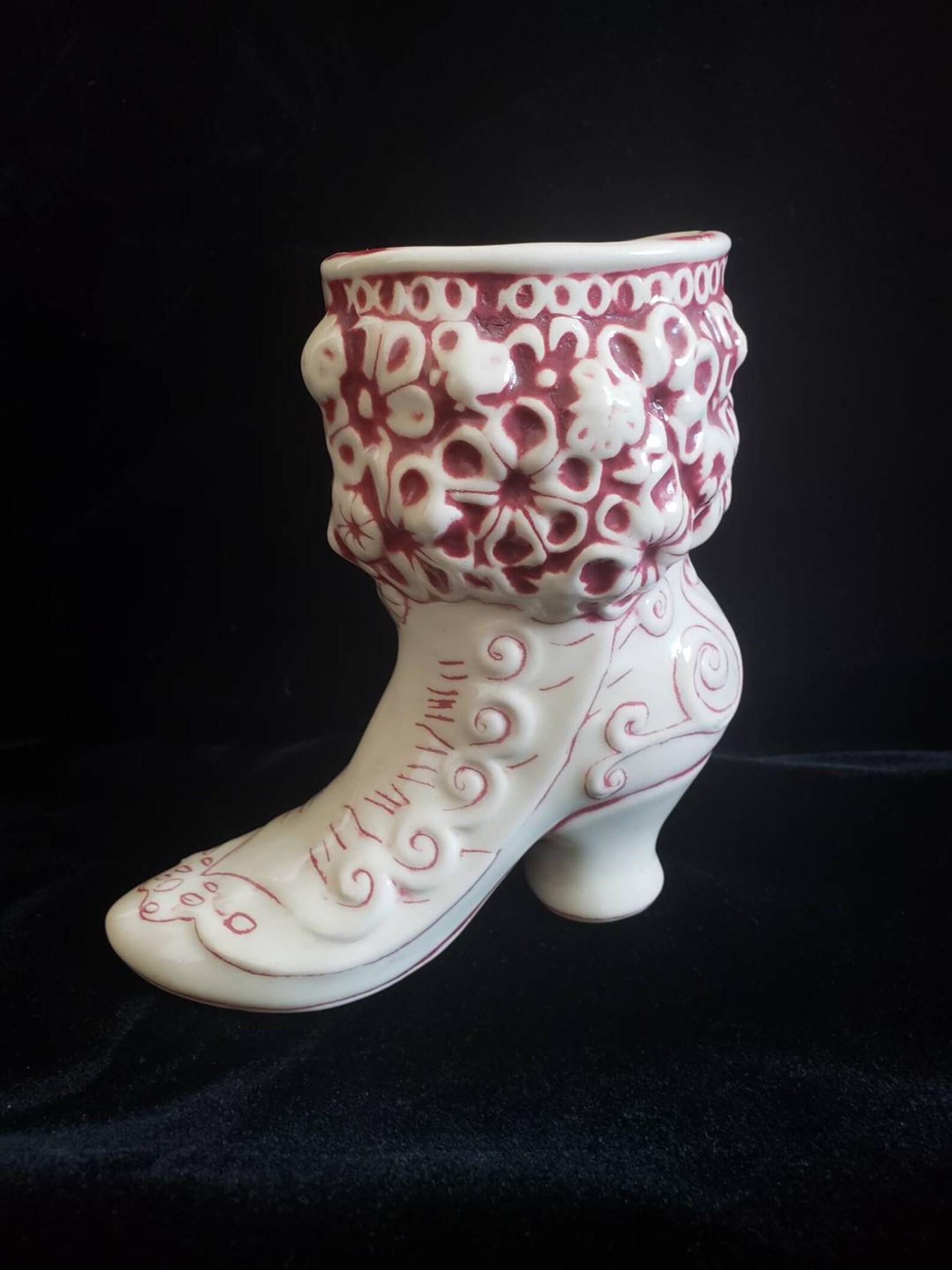 Vintage 1978 Ceramic Victorian Style Boot Shoe Planter Vase Etsy