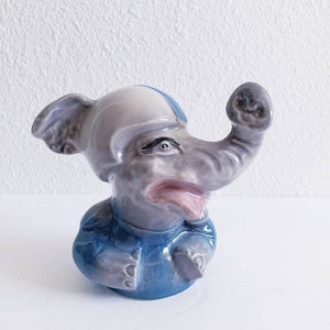 Circus Elefant Cramic Bust Brandy Bottle Top With Cork Stopper
