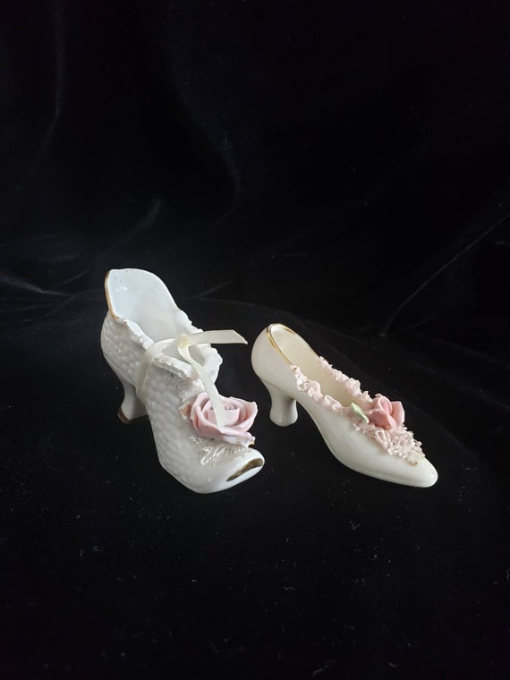 Antique 1940 -1950 S 2 Miniature Collectable Pin Cushion Porcelain