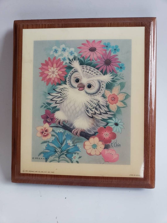 Donald Art Co. Inc NY Owl Lithograph Picture Donald Art Co. Inc NY Owl Lithograph Picture