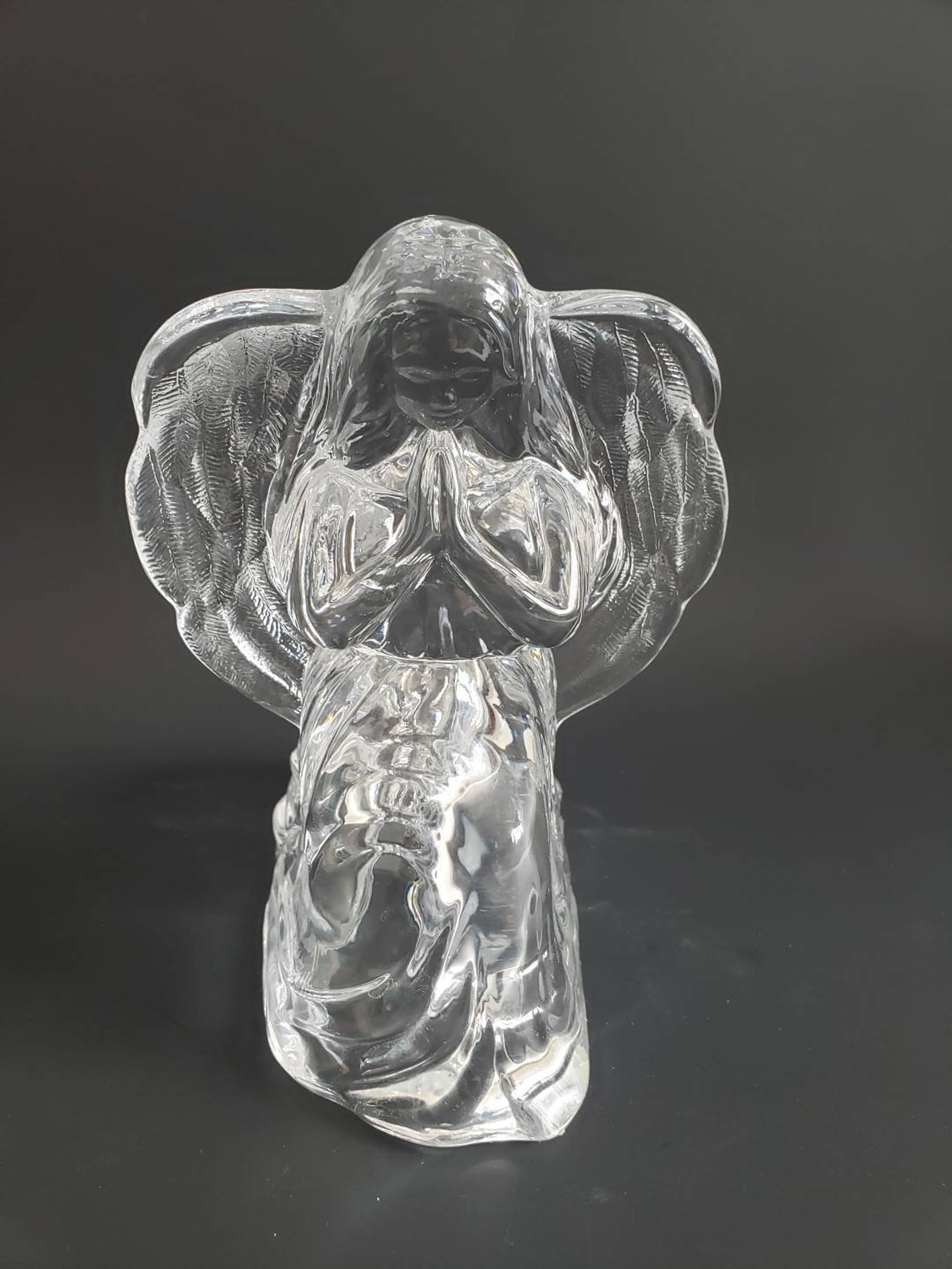 Crystal glass praying angel girl candle holder | Etsy
