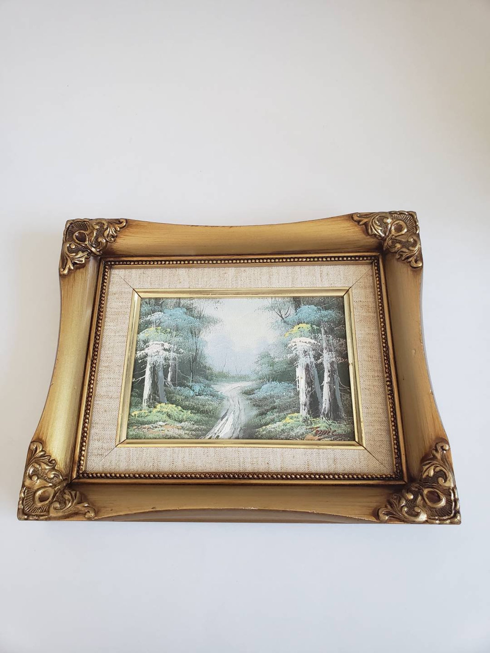 Vintage painting gold wooden frame picture Etsy