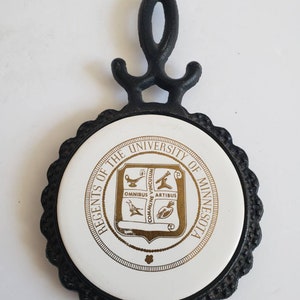 Pilkington England Iron Cast Ceramic  Round Trivet Regents of University of Minnesota