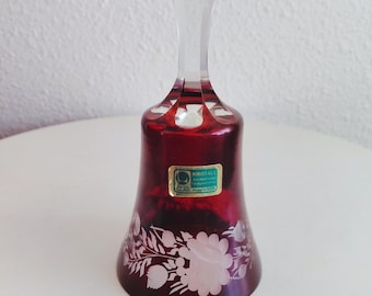 Made In GDR Hand Cut Lead Crystal Red & Clear Glass Bell Missing Bell