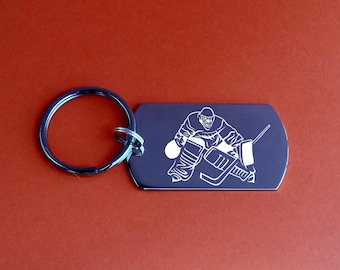 Personalized Hockey Goalie Keychain - Engraved Keepsakes - Hockey Gift - Personalized - Custom Keychains - Coach Gift - Hockey Mom