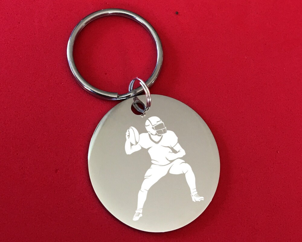 Personalized Football Player Keychain Engraved Keepsakes Etsy