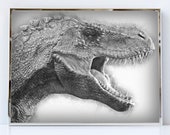 Allosaurus painting wall art portrait velociraptor dinosaur artwork canvas print paint t rex dino head face wall decor art prints for sale