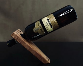 Wooden wine bottle holder Bottle stand personalized Wine rack Floating wine holder. Gift for wine lover