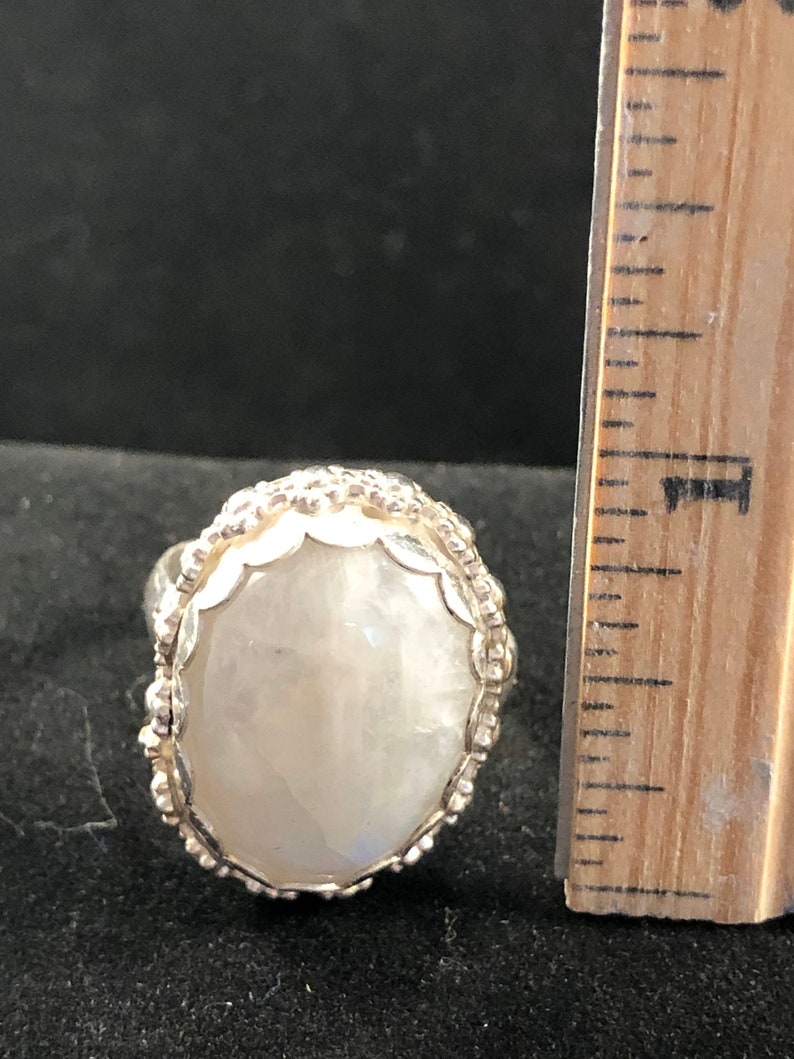 10.5 RIng Sterling Silver and Oval Moonstone Size